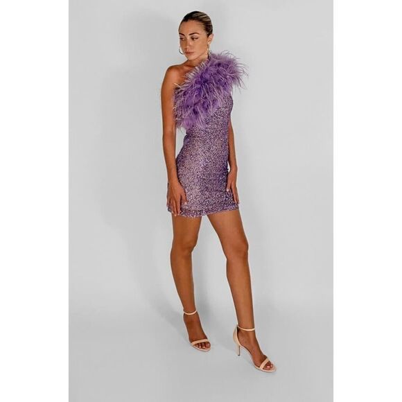 bronx and banco lulu mini dress in lilac L US8 - Picture 12 of 12